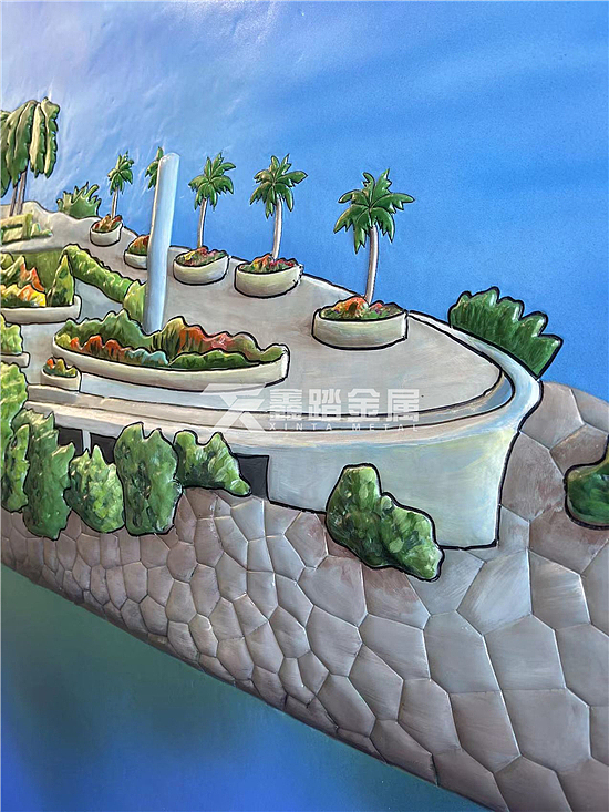 彩绘壁画墙体全铜浮雕手工锻铜园林景观艺术