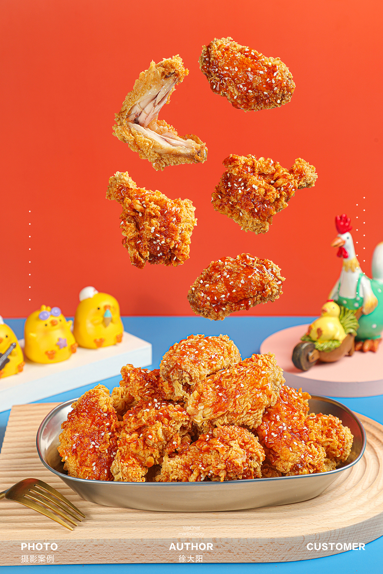 美味可爱的韩式小吃炸鸡饮料