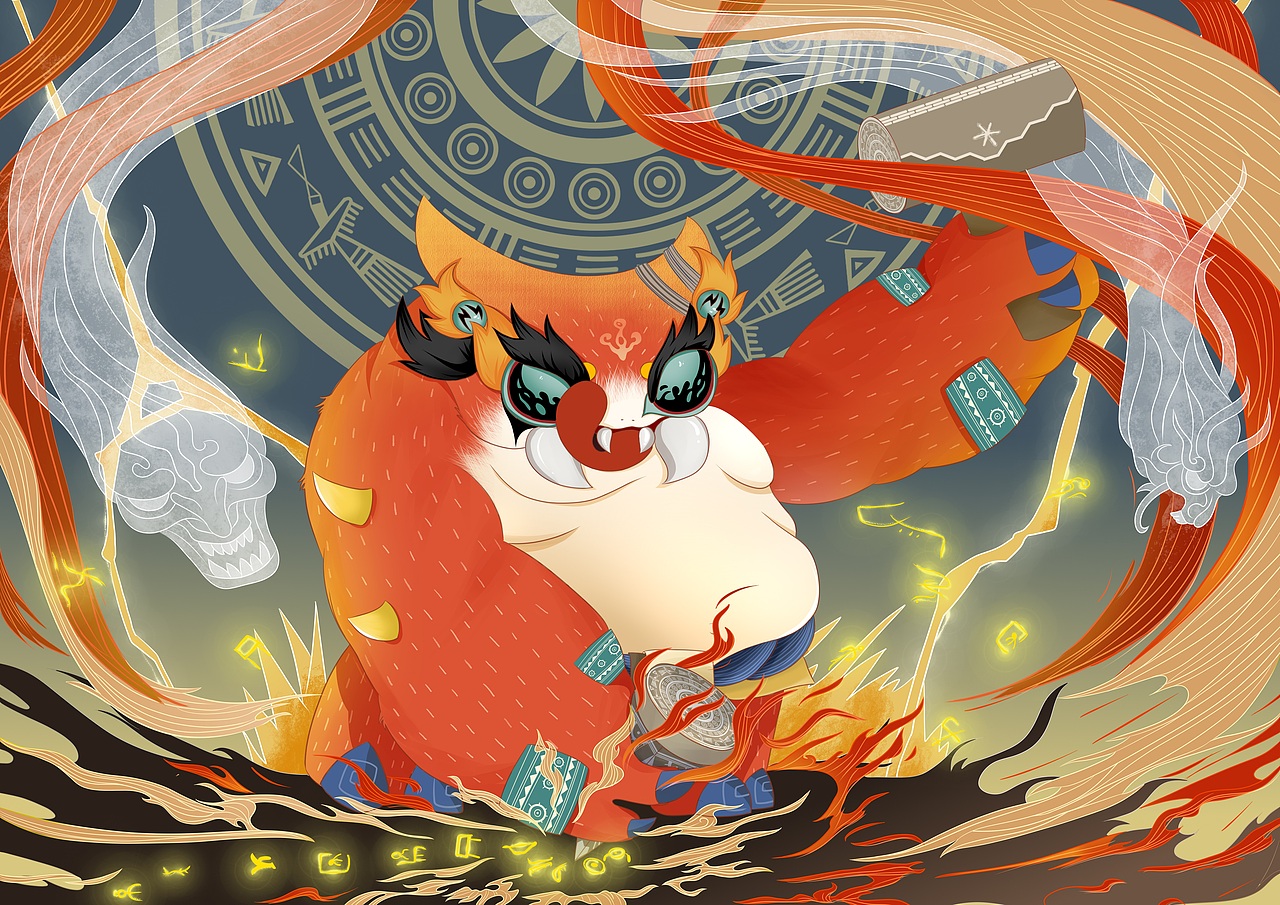 壮族神话故事蛙神与雷王插画绘本