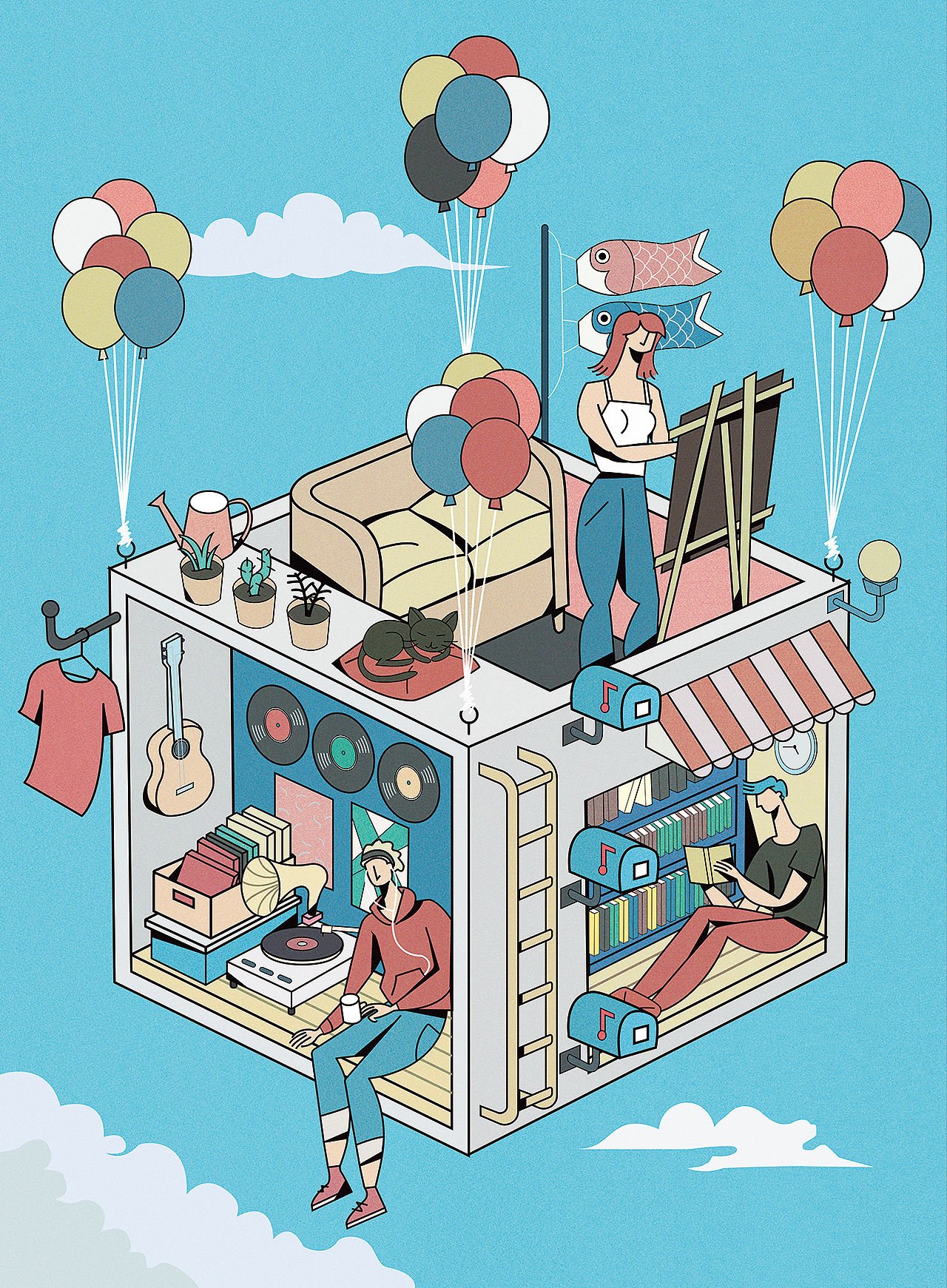 插画-立体房子（图ZMTcxNDU2MDY0） - 创作习作 - 站酷设计师Youn原创素材 - 站酷ZCOOL