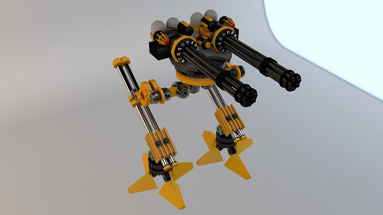 战争机器人 机械 机枪 加特林 C4D 2.5D（图ZMTYxOTUzOTg0） - 机械/交通 - 站酷设计师壹玖零原创素材 - 站酷ZCOOL
