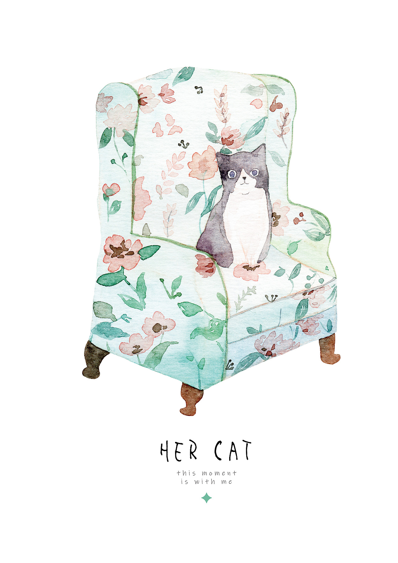 《她的猫》水彩插画（图ZMjExNTIzODMy） - 商业插画 - 站酷设计师郑夏是郑夏啊原创素材 - 站酷ZCOOL