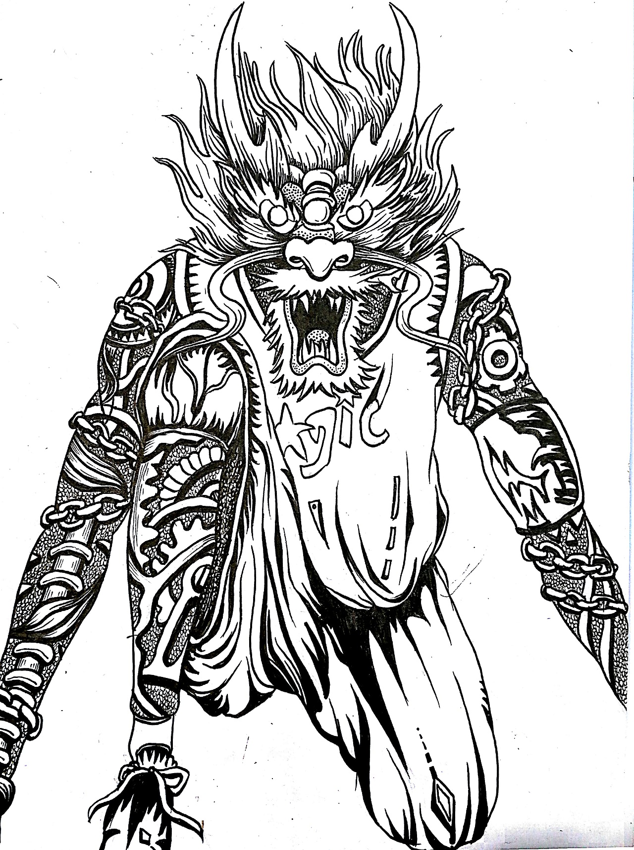 经典黑白手绘线描插画