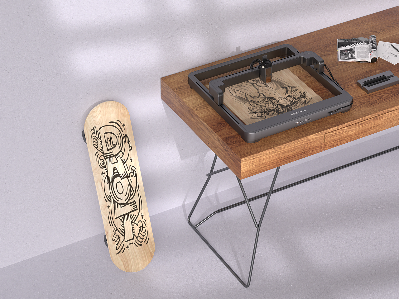 【产品渲染】激光雕刻机