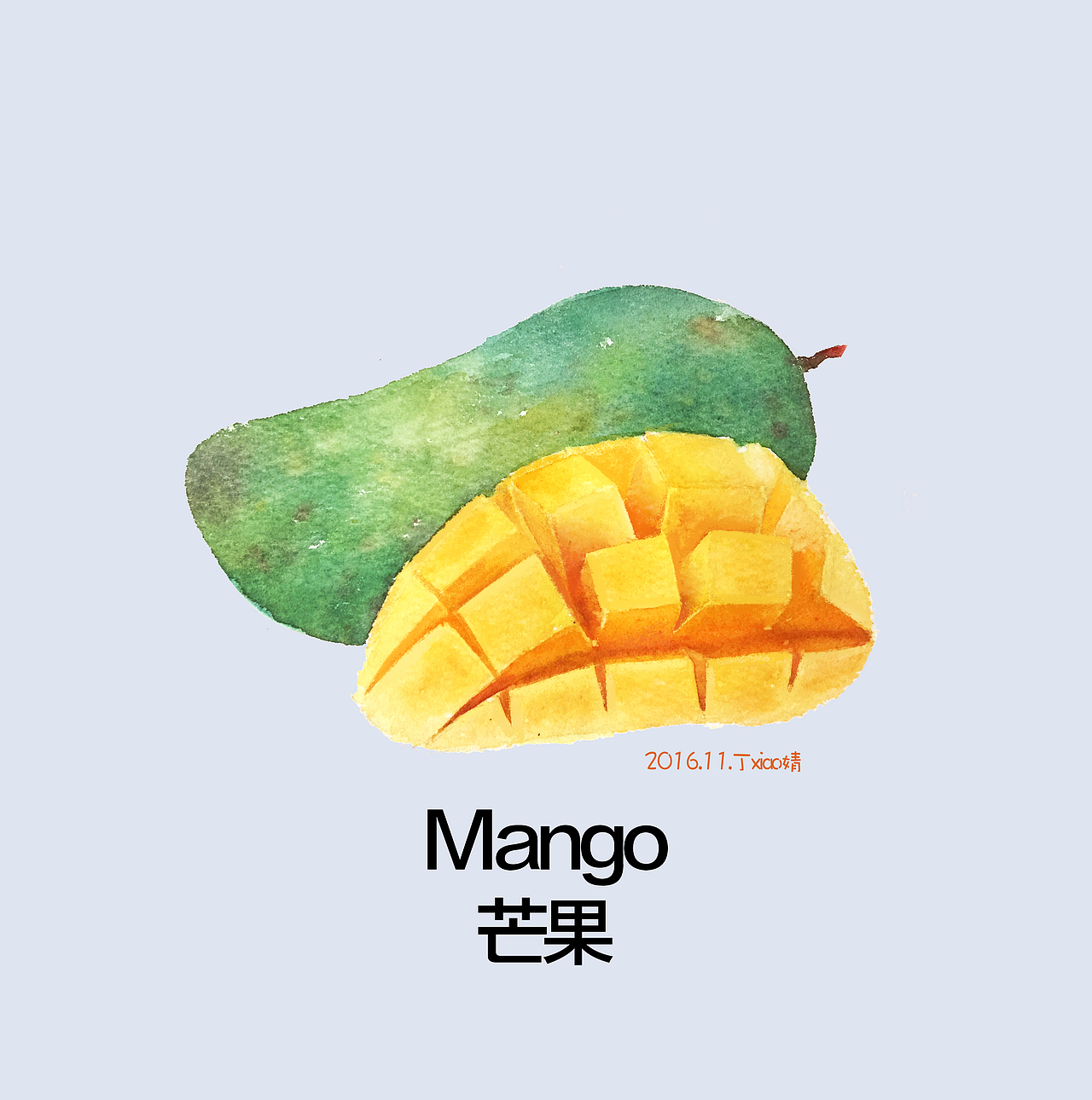 手绘水彩水果系列之芒果每日一图（图ZNjc4NTc2OTI=） - 商业插画 - 站酷设计师丁小婧原创素材 - 站酷ZCOOL
