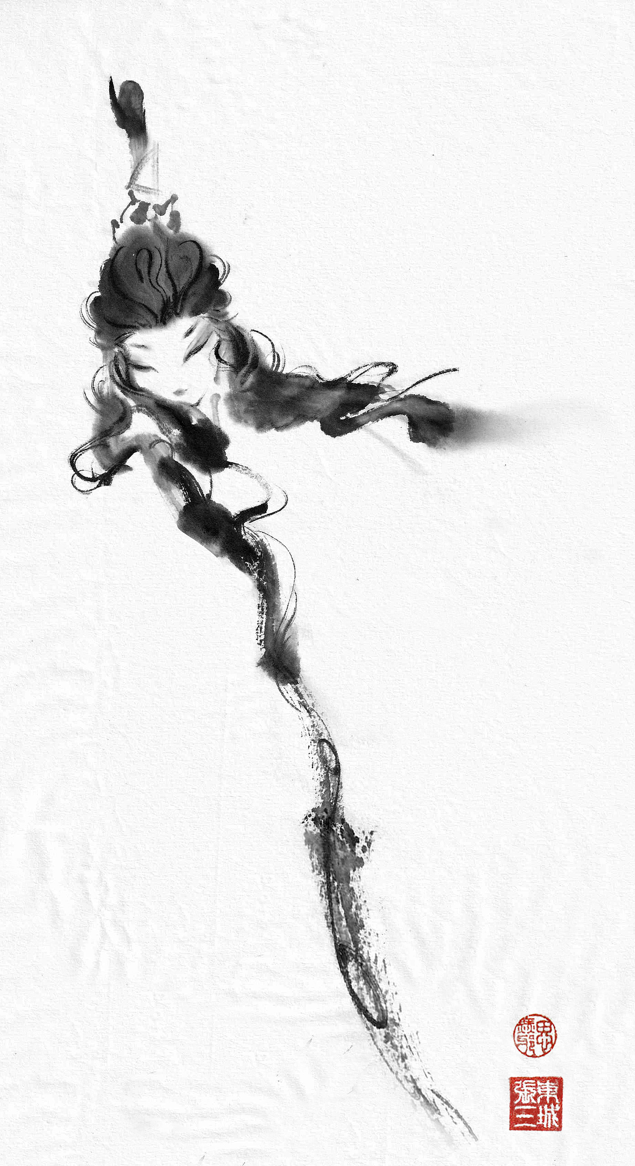 今年夏天的宣纸上水墨涂