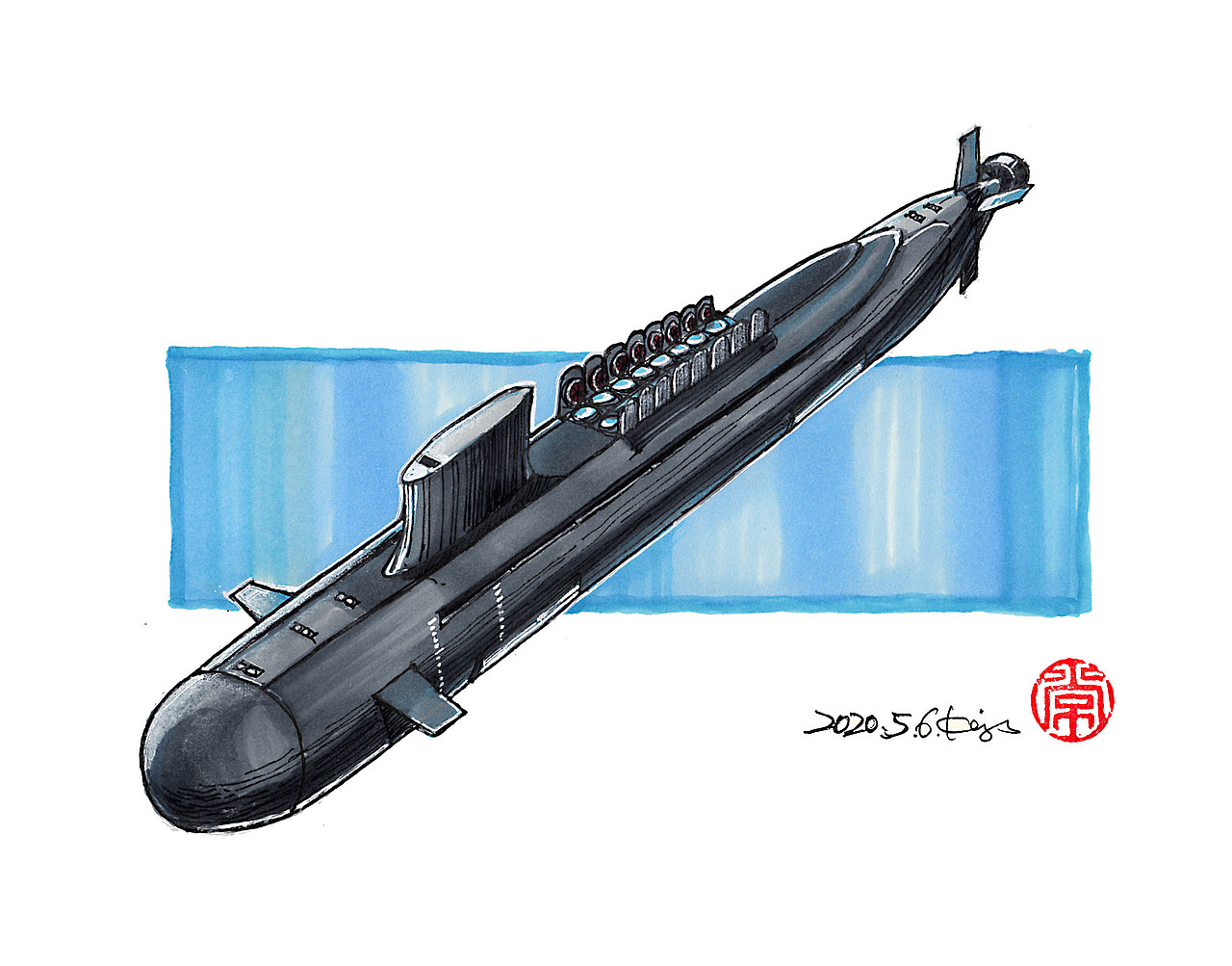 手绘丨潜艇_画设计-站酷zcool
