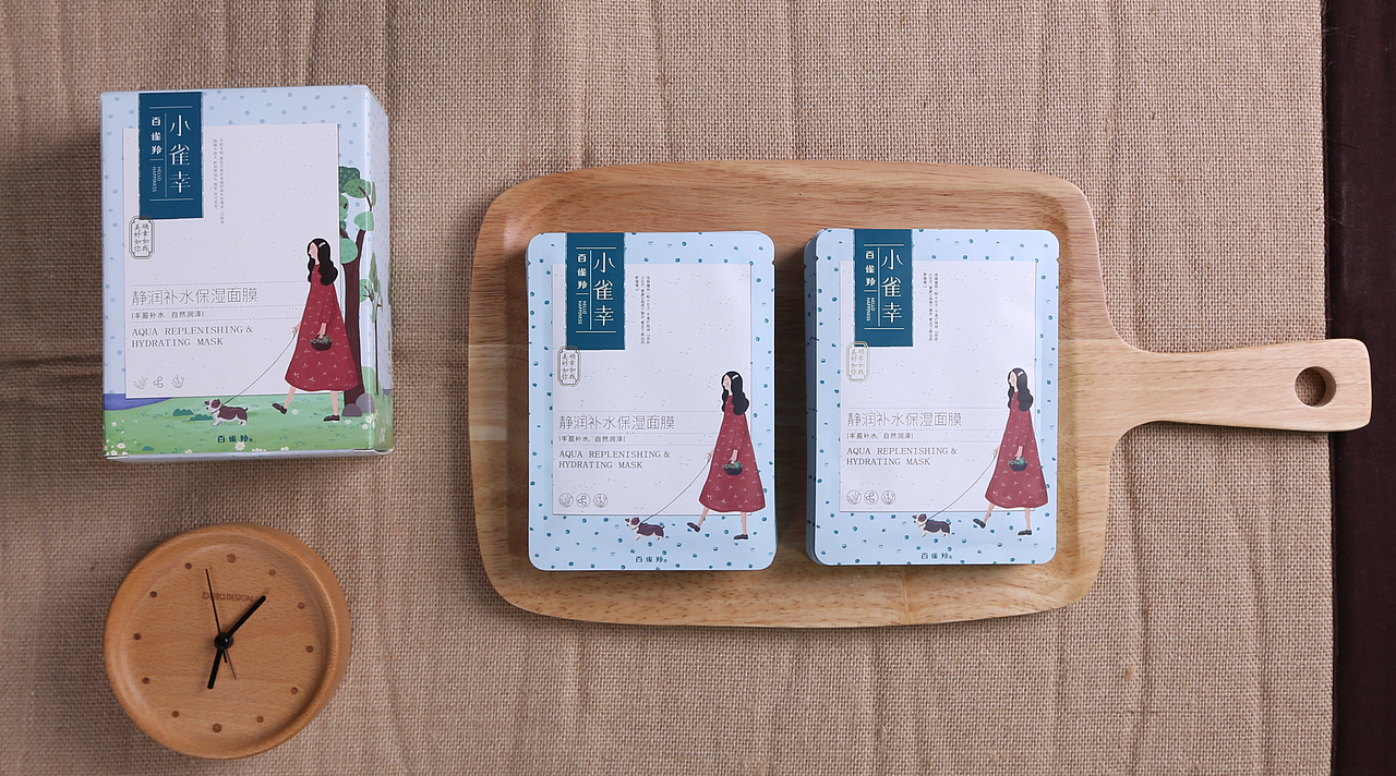 百雀羚之小雀幸面膜插画（图ZMzUwNzcwNDg=） - 商业插画 - 站酷设计师多米儿原创素材 - 站酷ZCOOL