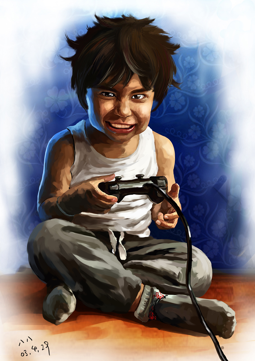 插画写实 游戏小子