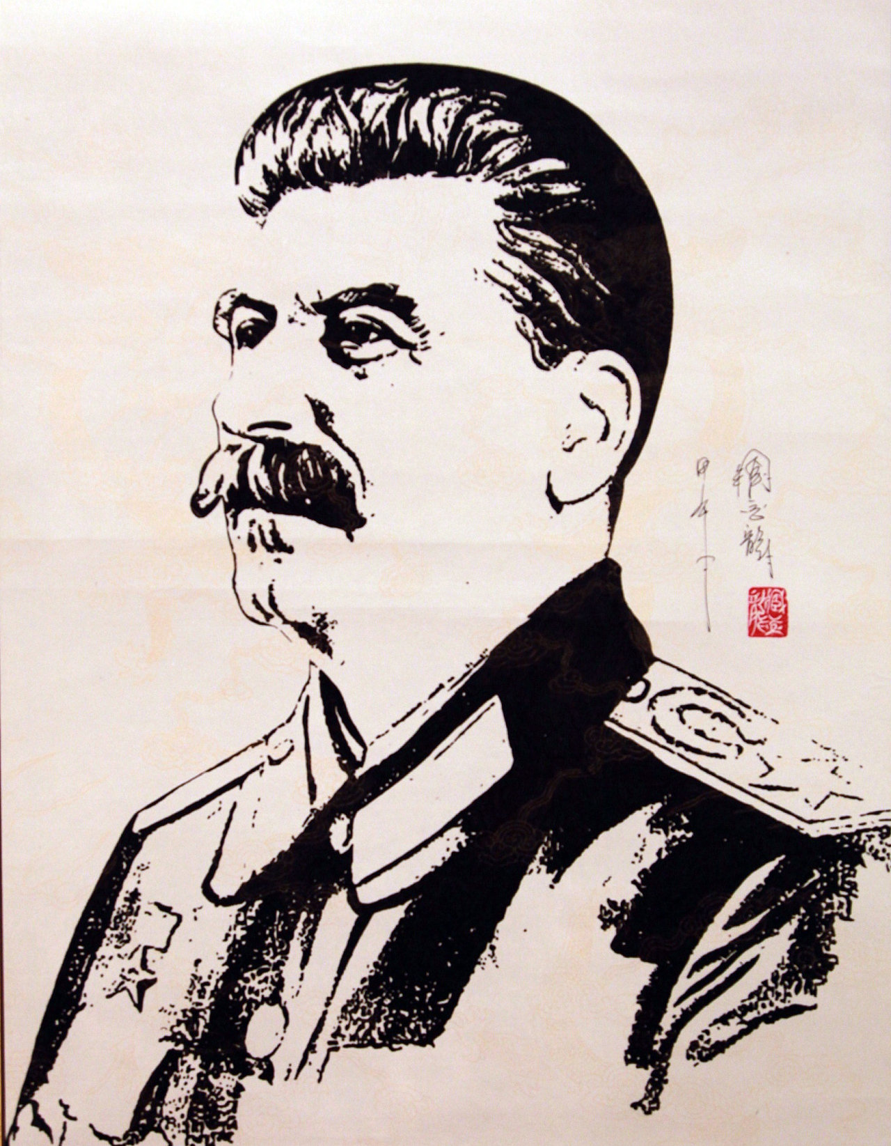 臧金龙索契冬奥会主题钢笔画作品《斯大林》