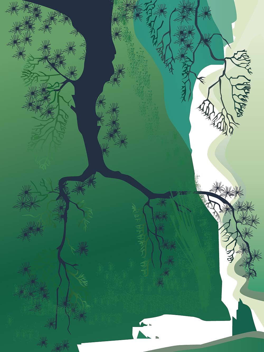 杜甫《古柏行》 临摹  -  插画  -  商业插画 禁止匿名转载;禁止