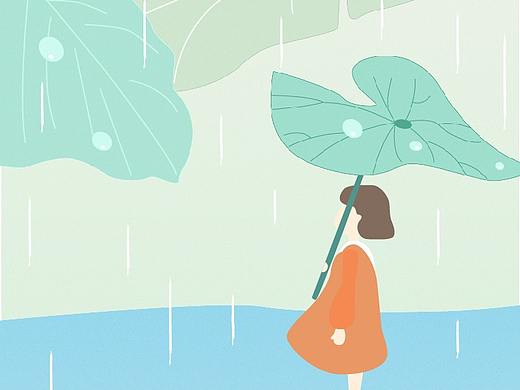 一组下雨小插画