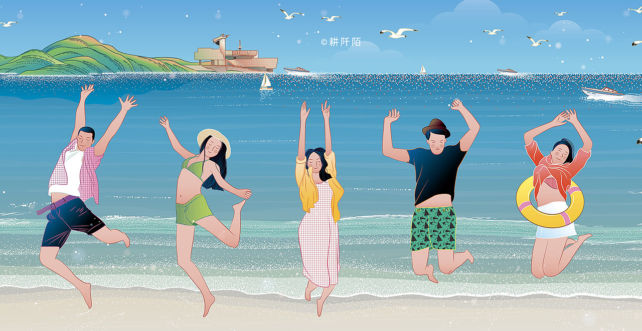 山东旅游景区插画-威海/刘公岛/成山头