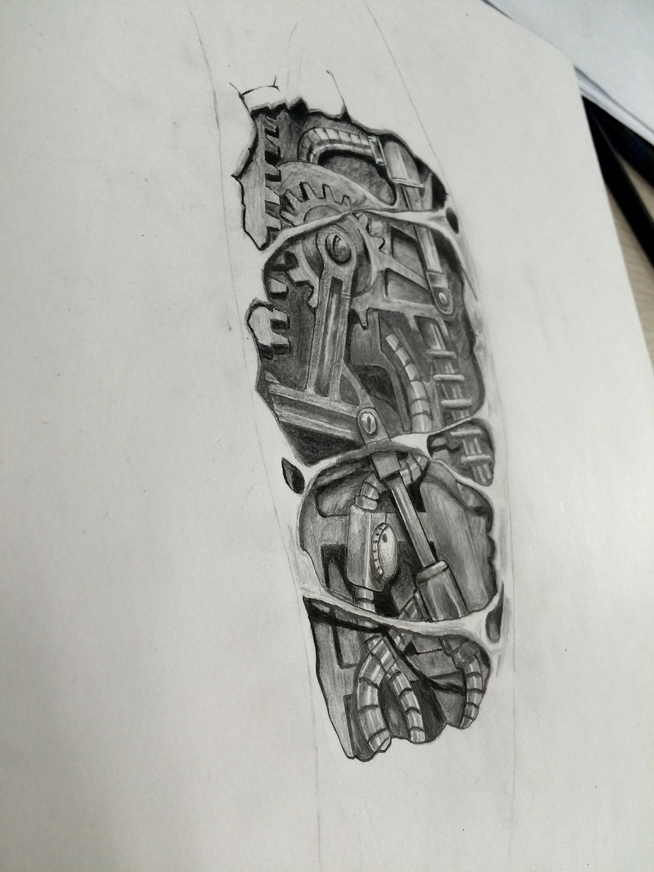 手绘练习 机械臂纹身（图ZNDIyNzk0ODA=） - 新锐潮流插画 - 站酷设计师慈溪晓摄影原创素材 - 站酷ZCOOL