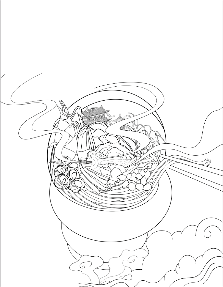 国潮螺蛳粉|插画|商业插画|迷思豆 - 原创作品 - 站酷 (zcool)