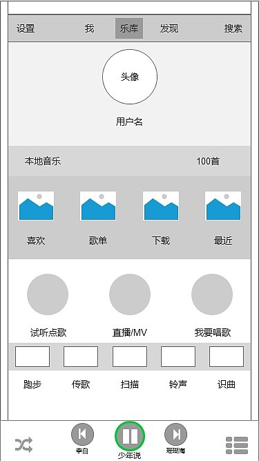 移动APP壹点音乐原型制作（部分）--axure