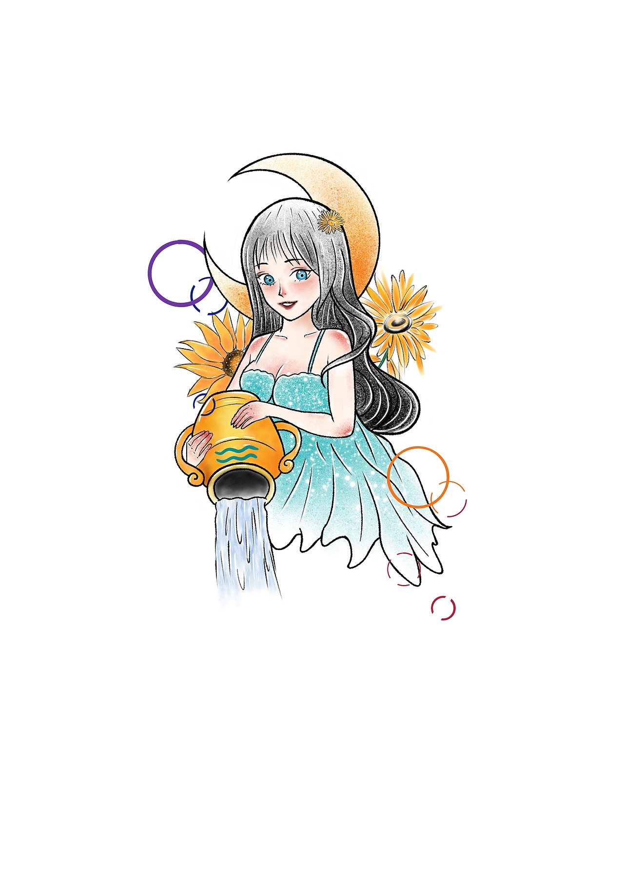 水瓶座纹身手稿