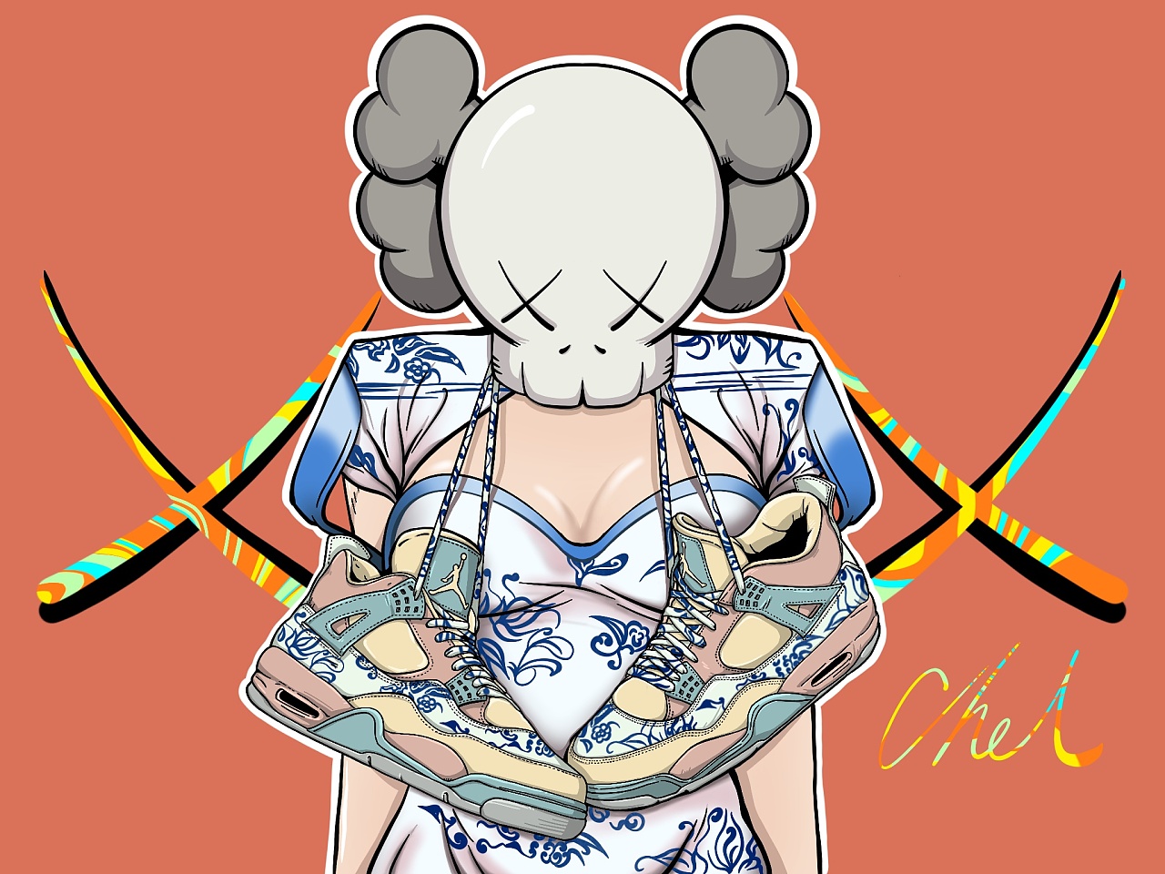 kaws x 珊瑚色 x 青花瓷 - 原创作品 - 站酷(zcool)