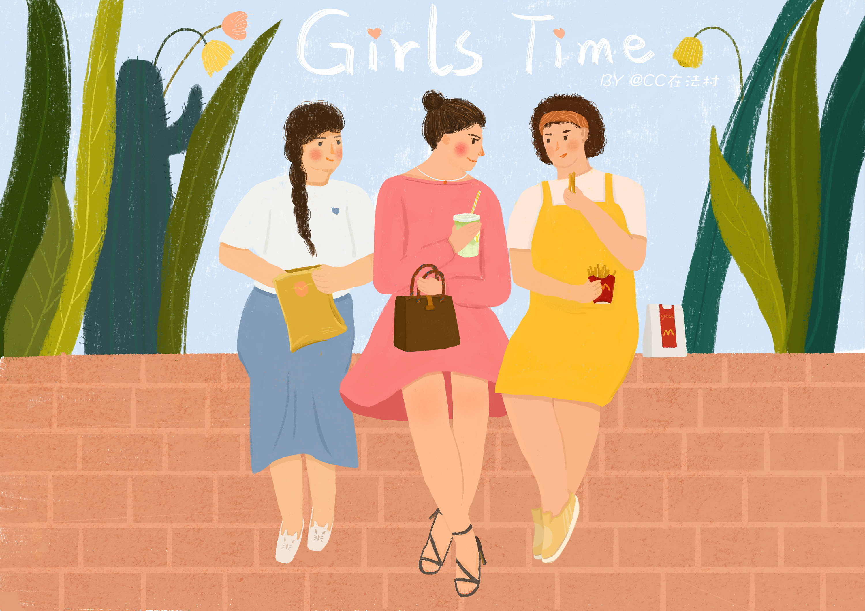 girls time 闺蜜时间|插画|插画习作|cc在法村 - 原创作品 - 站酷