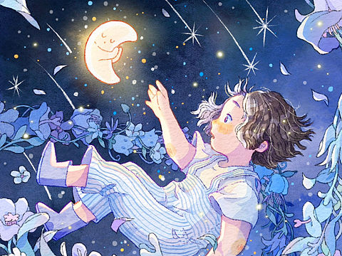 之前画的小说《养月亮的小孩》插图
