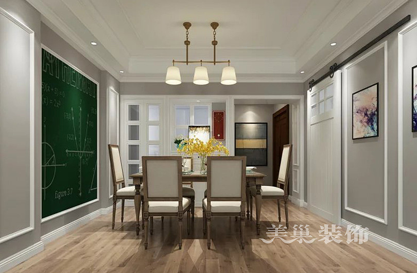 翰林国际城135平美式乡村风格三室两厅装修样板间（图ZODE2OTg5MDg=） - 家装设计 - 站酷设计师美巢装饰花园路店原创素材 - 站酷ZCOOL