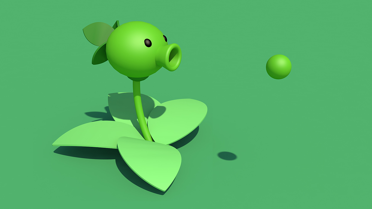 c4d植物大战僵尸之豌豆射手