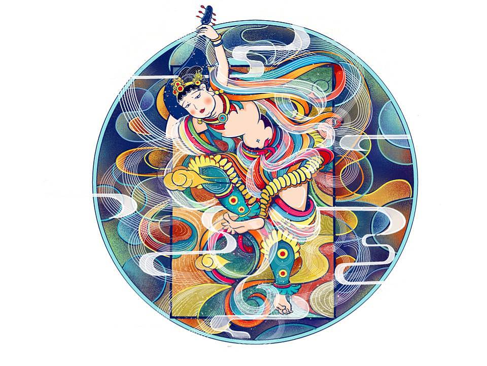 敦煌莫高窟插画（图ZMjQwNjk4Mjcy） - 艺术插画 - 站酷设计师刘娅婍原创素材 - 站酷ZCOOL