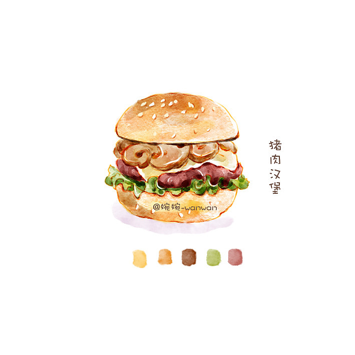 ipad 水彩插画-美食合集