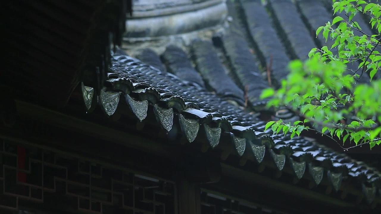 陈翔颖手绘《卧听窗外檐滴雨》