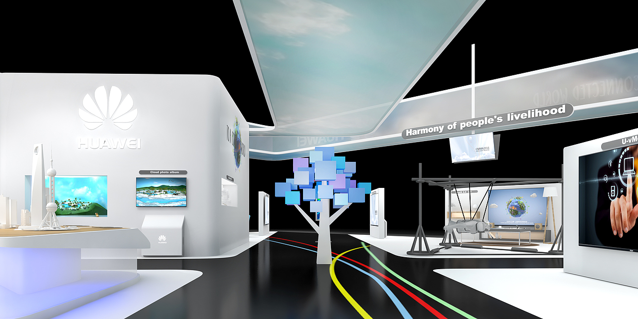 华为展台,四面开口,20*25   500平