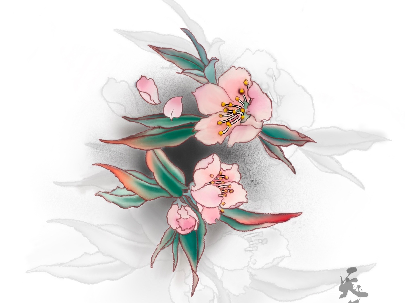 彩色花朵纹身手稿_素材网站_图片免费下载-zcool站酷