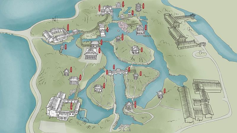 新中式.水墨风.手绘地图定制园林酒店景区设计