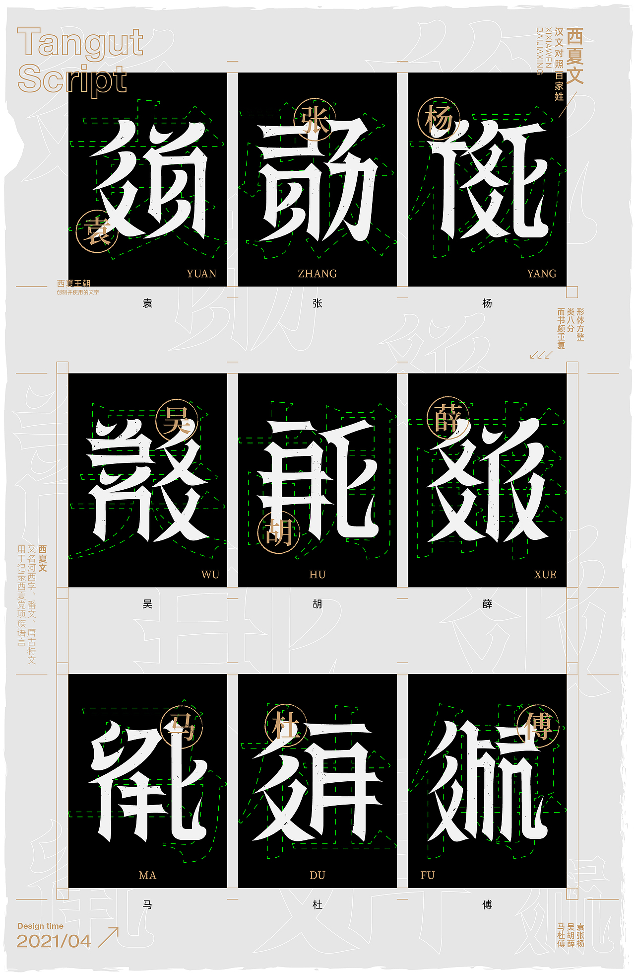 西夏文百家姓字体设计