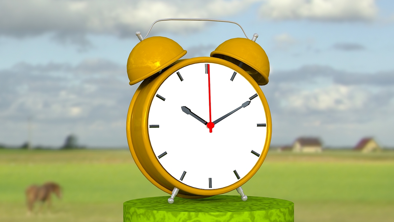 壁纸19201080野外草原上的闹钟c4dr14制作