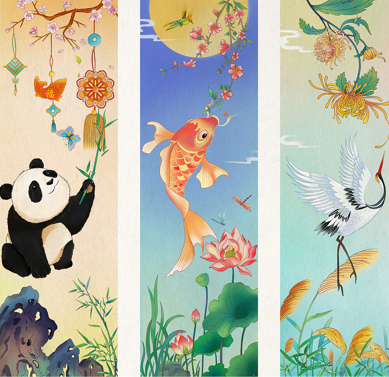 原创作品插画商业插画中国风新国风包装插画出版物插图两个练习的拟物