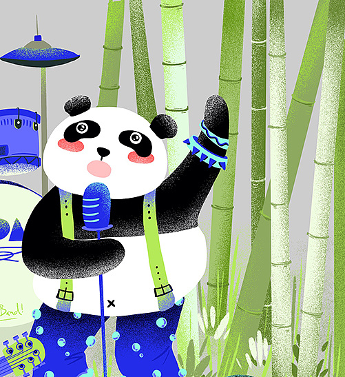 插画:竹林摇滚 乐队熊猫