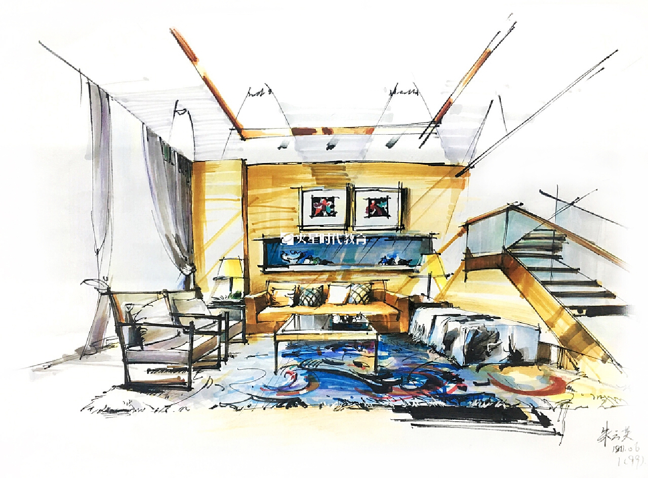 零基础学员室内手绘作品 |空间|家装设计|火星时代室内设计 - 原创作品 - 站酷 (ZCOOL)