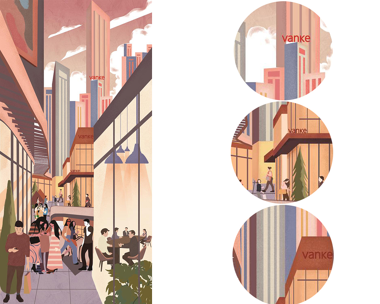 客户方拟将打造以“融”文化为人文理念的公园商务集群,因此在画面元素露出上,都市一族穿梭于密集的高楼大厦之间,
一方面是体现快节奏的生活,另一方面也能很好地展现产城融合一体发展的趋势。