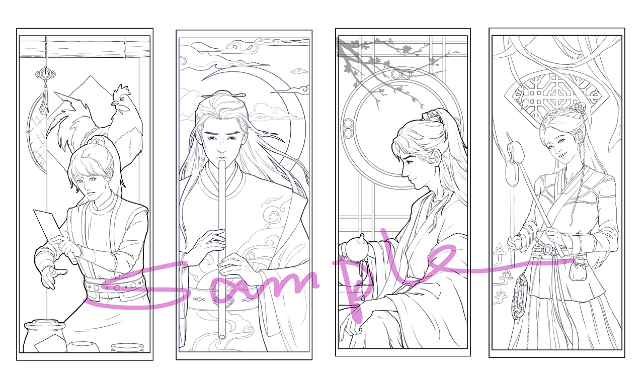 山河令人物插画-全家福