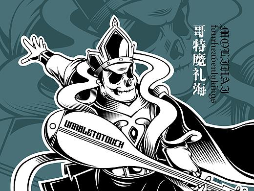 原创矢量哥特插画 四大天王东方持国天王哥特魔礼海（个人主页-ZNTU2NTYxNTI=） - 艺术插画 - 站酷设计师黑桃插画原创素材 - 站酷ZCOOL