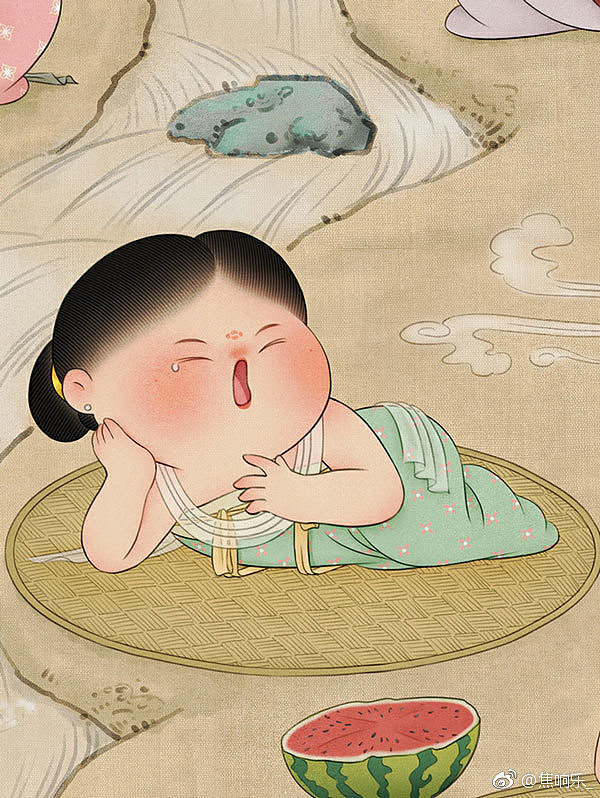 胖脸吉祥消暑图