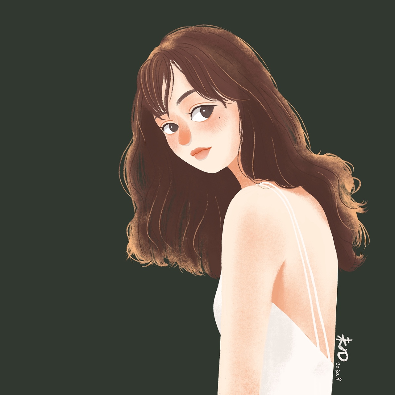 可爱温柔少女插画