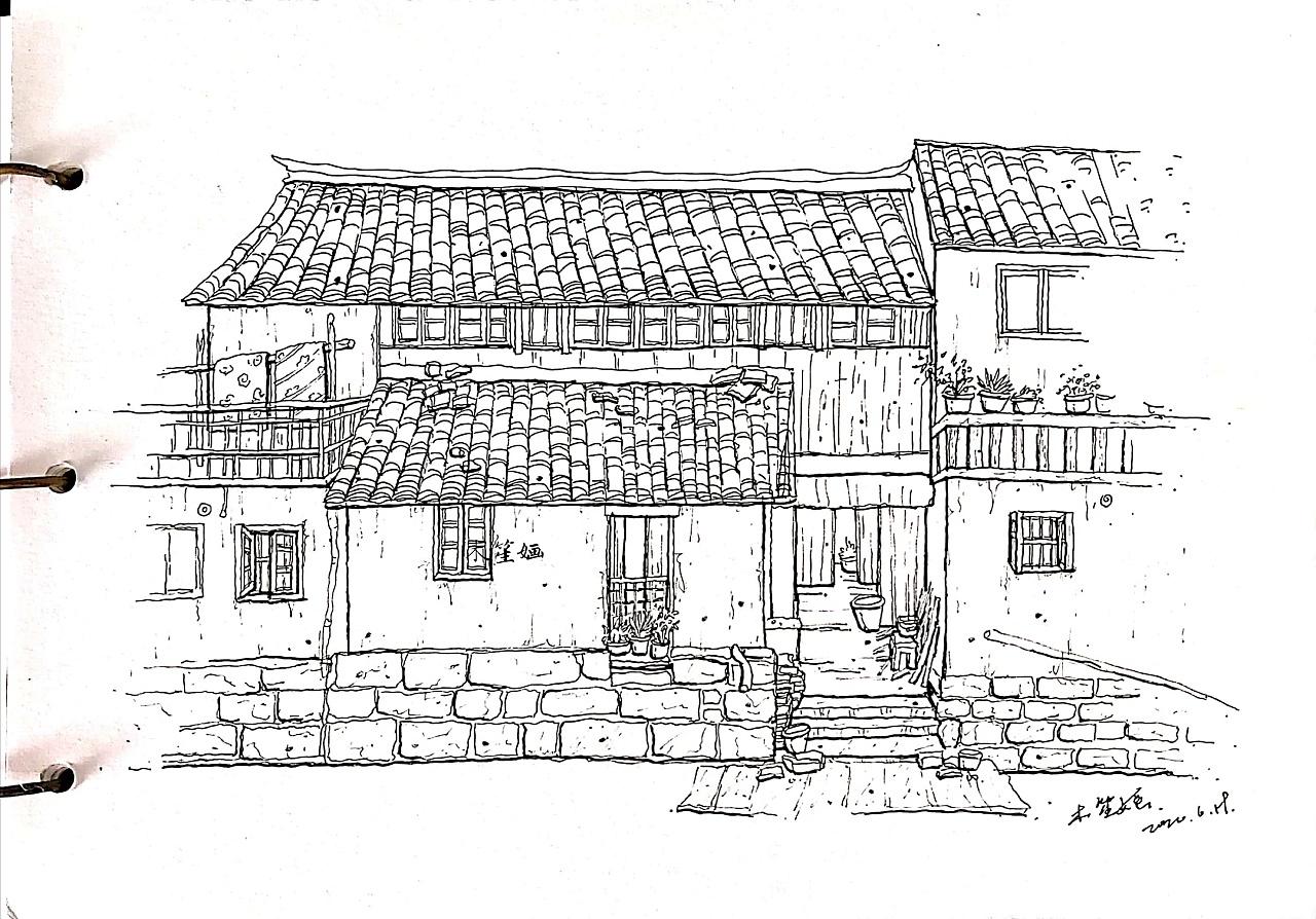 农村老房子手绘图图片