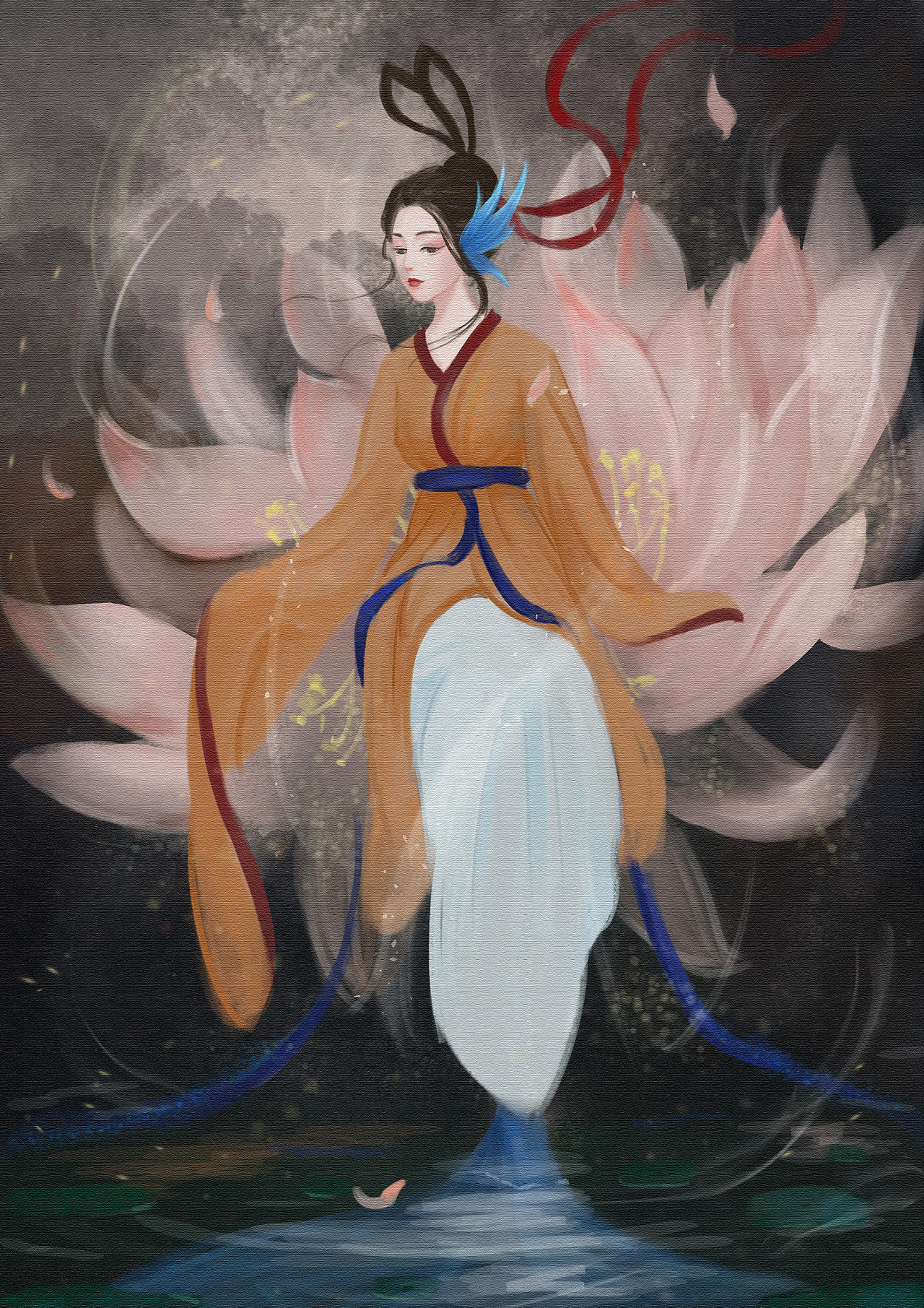 中国的美人鱼鲛人cg插画设计