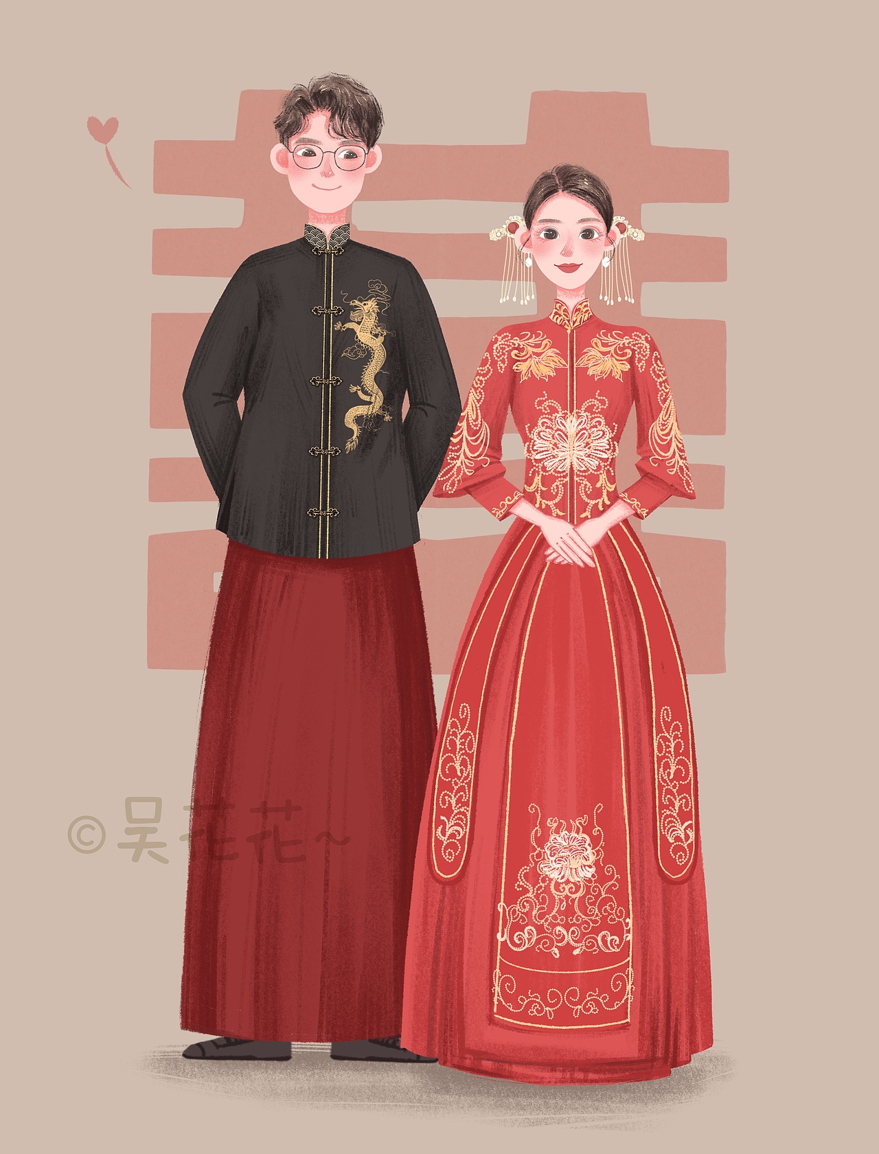 婚礼手绘图1（图ZMzYyNzEyMTE2） - 商业插画 - 站酷设计师w吴花花原创素材 - 站酷ZCOOL