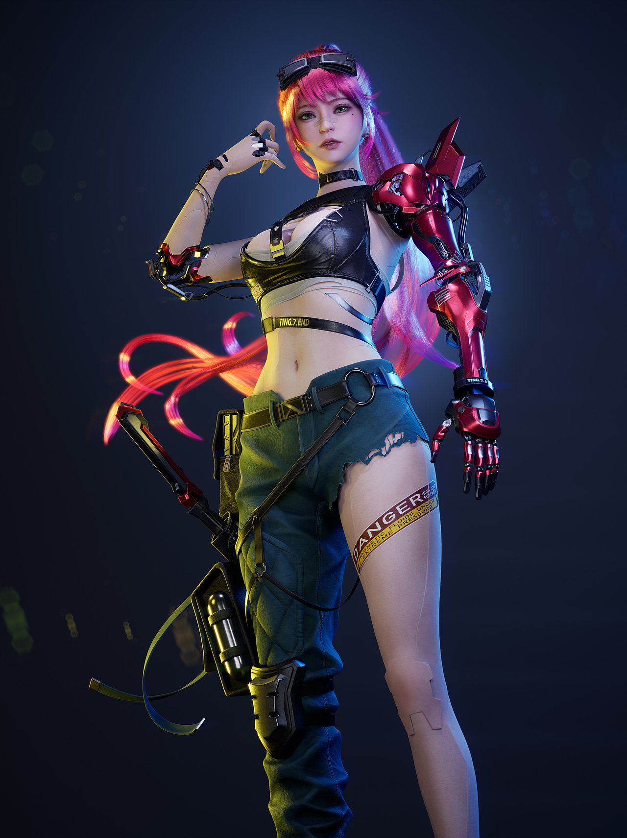 红色机械臂的赛博女孩（图ZMzY5OTAyMjcy） - 人物/生物 - 站酷设计师夏昌琪原创素材 - 站酷ZCOOL