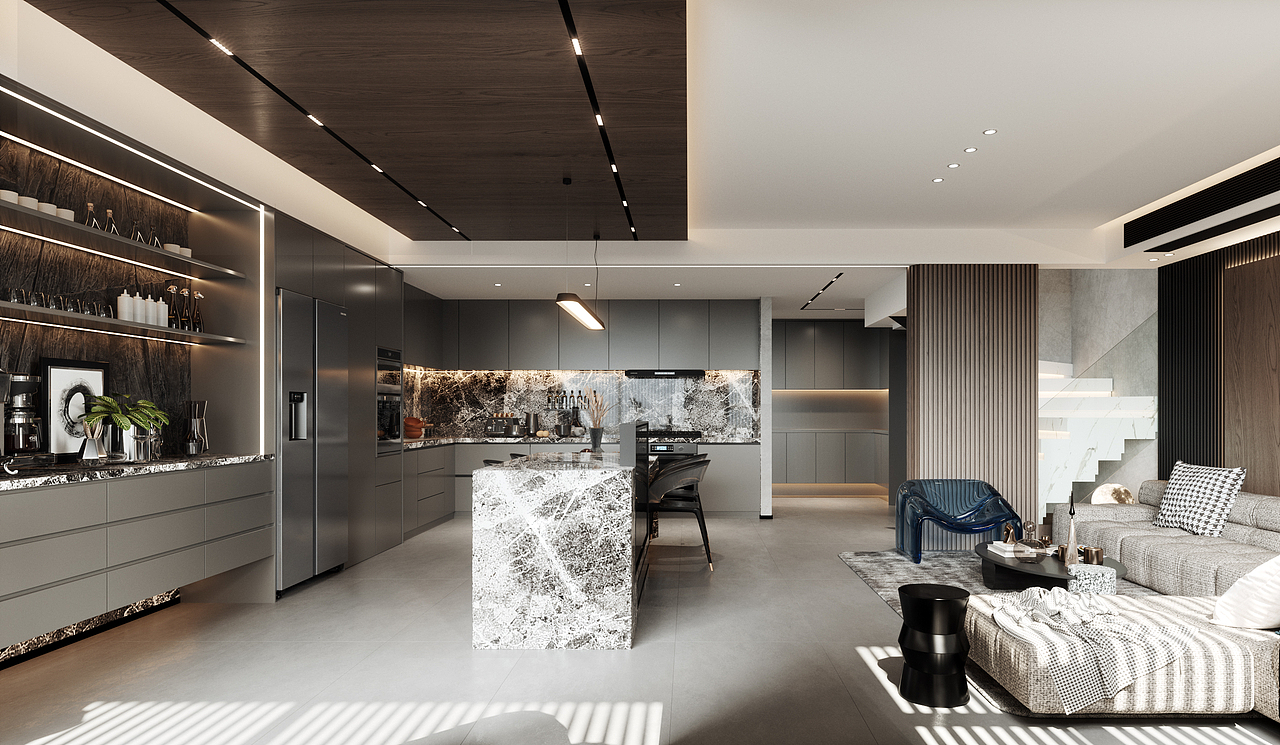 鸿烨表现|深色简约高级感客餐厅