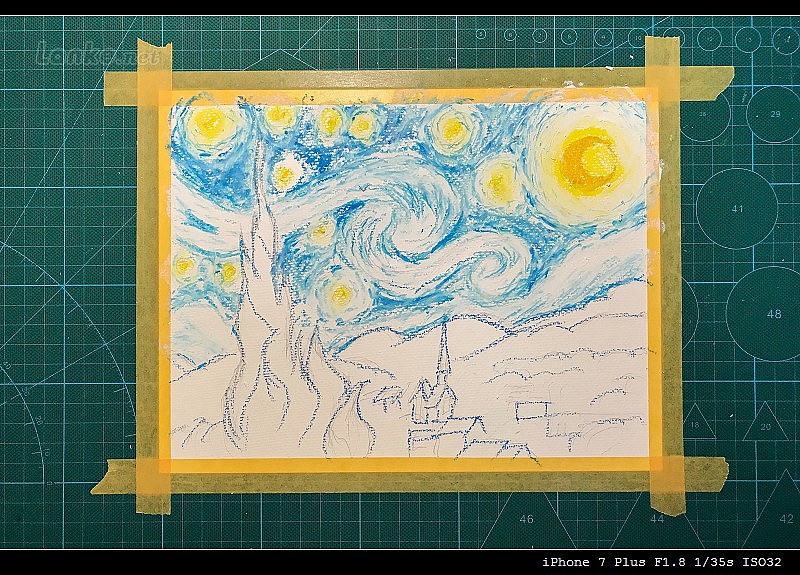 试画油画棒梵高星空