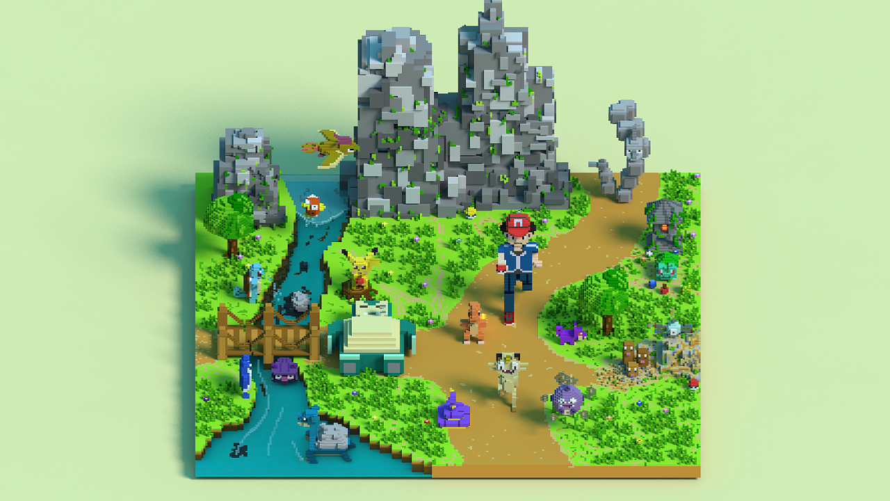 口袋妖怪3d像素风作品