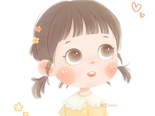 可爱小女孩头像 萌娃头像 插画头像 照片转插画 原创